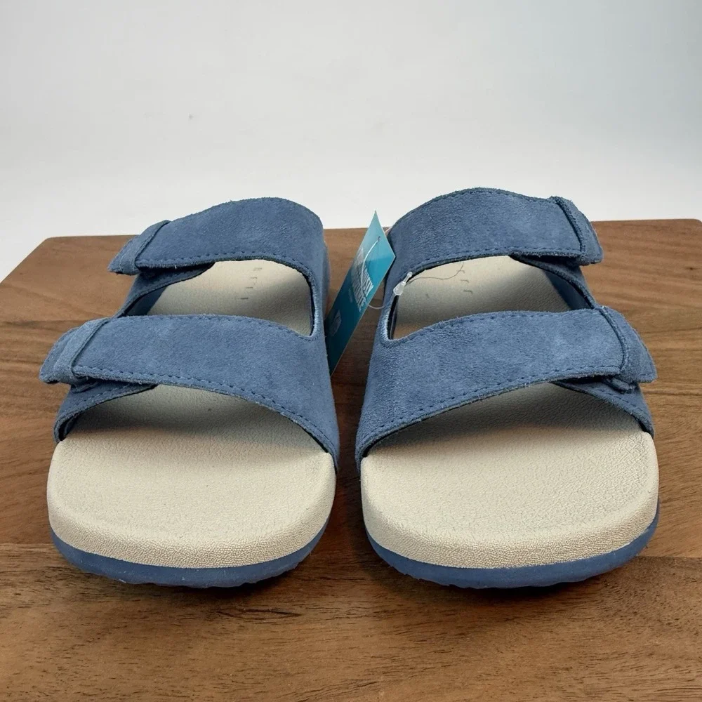 New NWT Big Kids Reef Little Ojai Suede Blue Sandals Shoes Size 5 Y‎